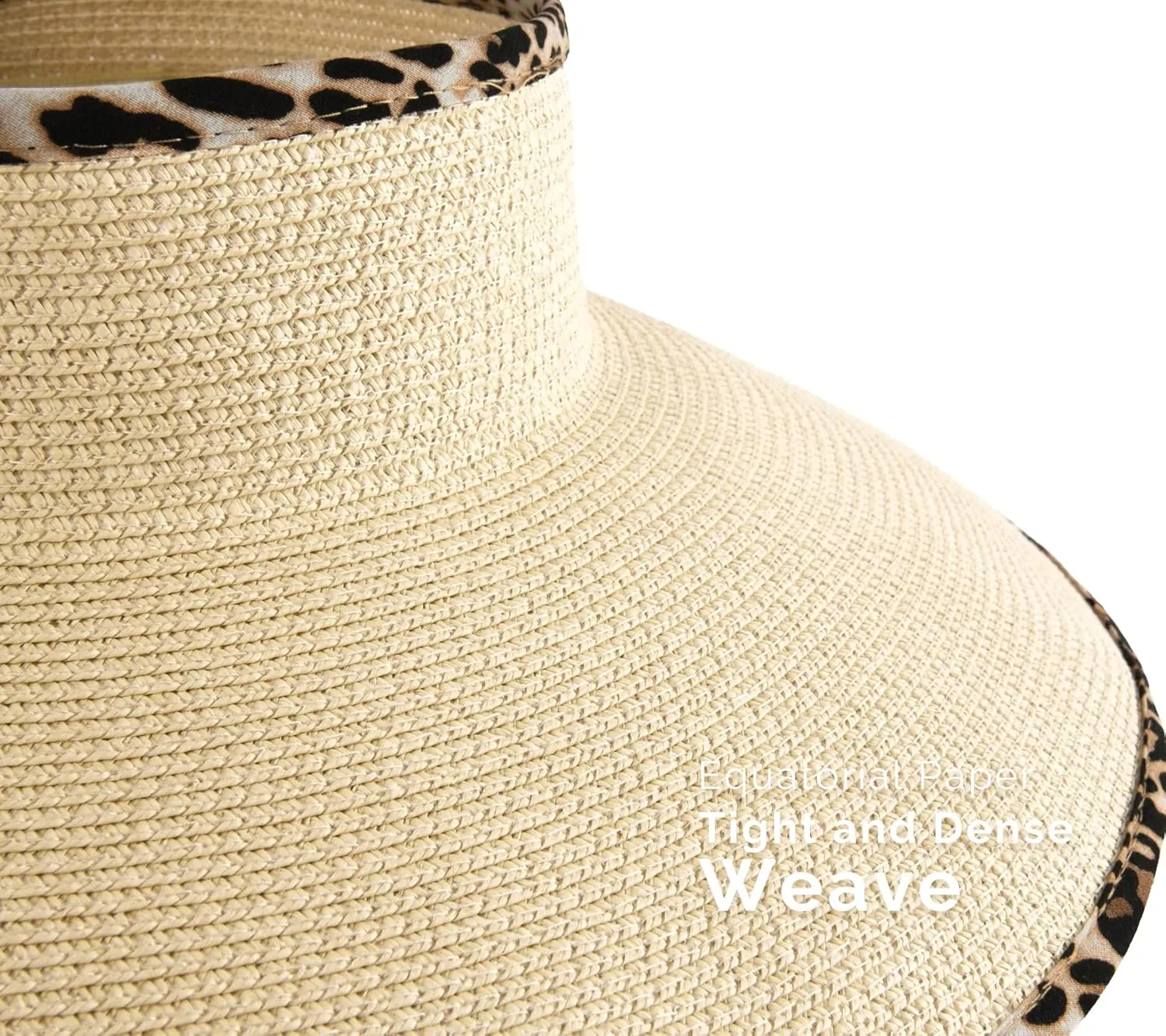 Camptrace Sun Visors for Women Wide Brim Beach Hat Foldable Straw Visor Hat Ponytail Summer Packable UPF 50 