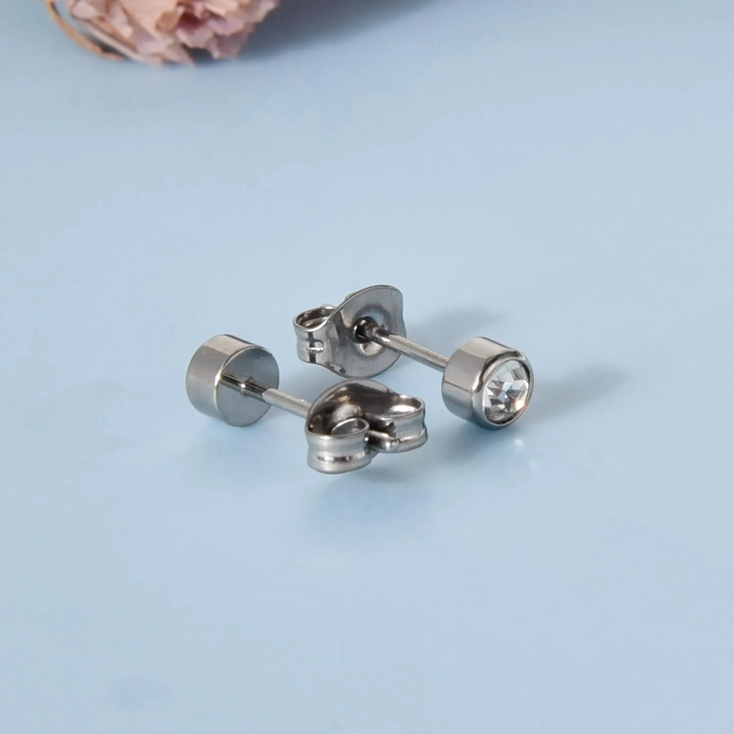 CANDYFANCY G23 Titanium Studs Earrings for Women Men Minimalist Opal Cubic Zirconia Pearl Dot Ball Stud Earrings Hypoallergenic Implanted Grade Titanium Lobe Cartilage Earrings for Sensitive Ears