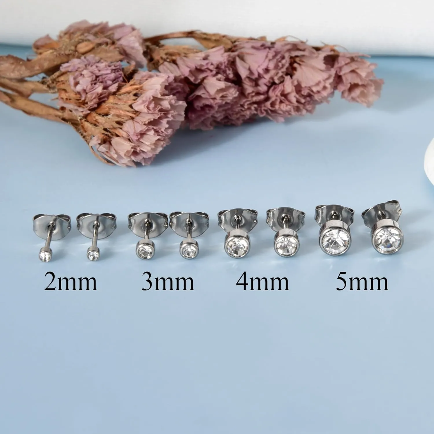 CANDYFANCY G23 Titanium Studs Earrings for Women Men Minimalist Opal Cubic Zirconia Pearl Dot Ball Stud Earrings Hypoallergenic Implanted Grade Titanium Lobe Cartilage Earrings for Sensitive Ears