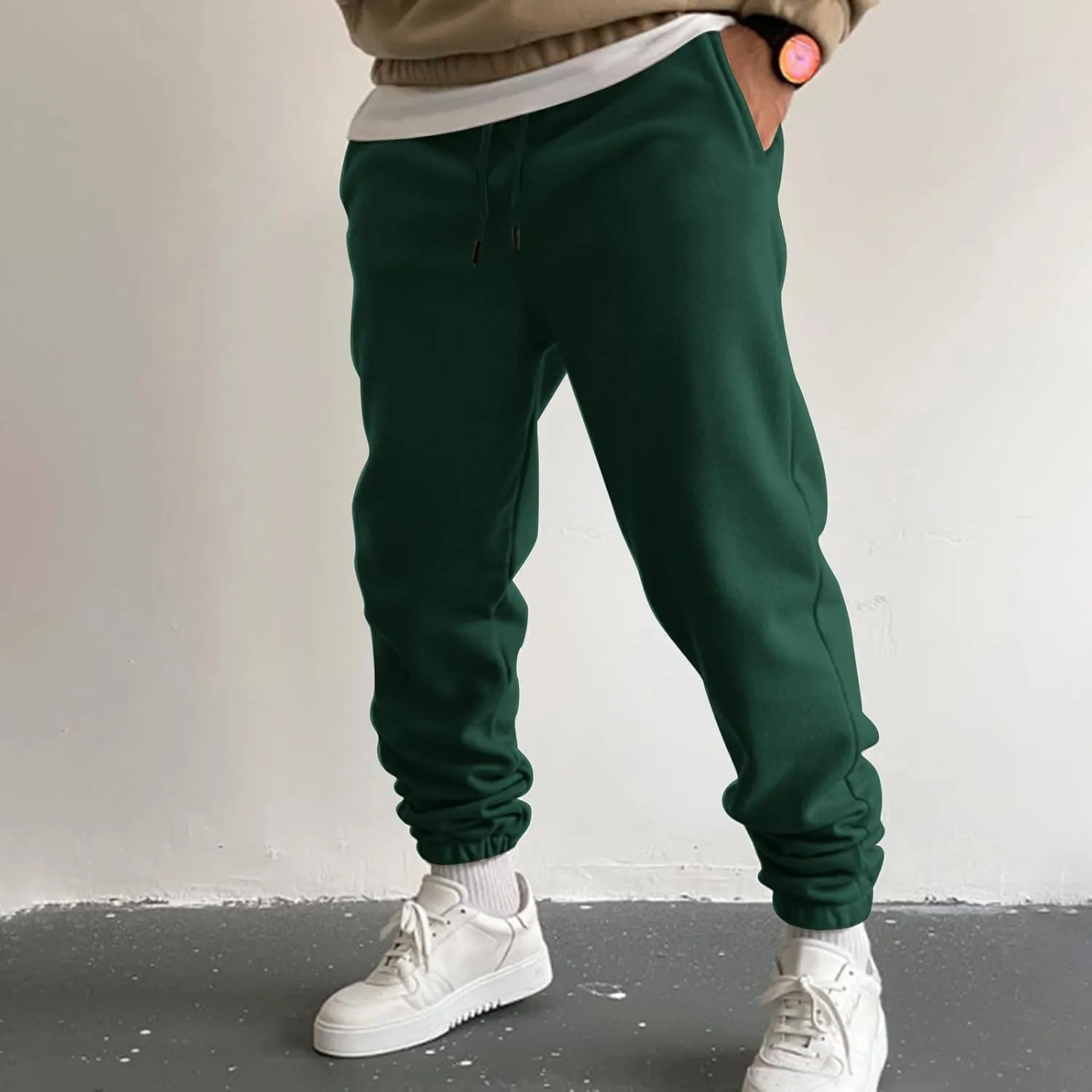 Cargo Pants for Men Relaxed Fit Army Cargo Pants Sports Mens Premium Slim Fleece Pants Zipper Pockets Athletic Jogger
