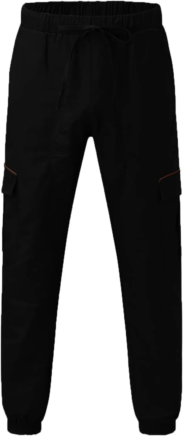 Cargo Pants for Men Relaxed Fit Cargo Pants Elastic Waist Drawstring Jogger Sweatpants Straight Multi Pockets Outdoor