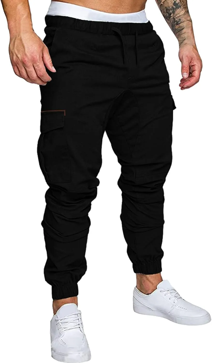 Cargo Pants for Men Relaxed Fit Cargo Pants Elastic Waist Drawstring Jogger Sweatpants Straight Multi Pockets Outdoor