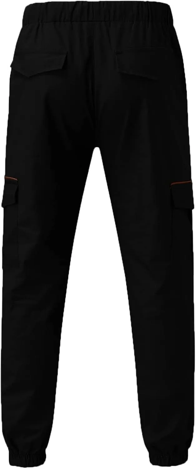 Cargo Pants for Men Relaxed Fit Cargo Pants Elastic Waist Drawstring Jogger Sweatpants Straight Multi Pockets Outdoor