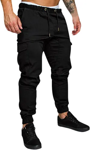 Cargo Pants for Men Relaxed Fit Cargo Pants Elastic Waist Drawstring Jogger Sweatpants Straight Multi Pockets Outdoor