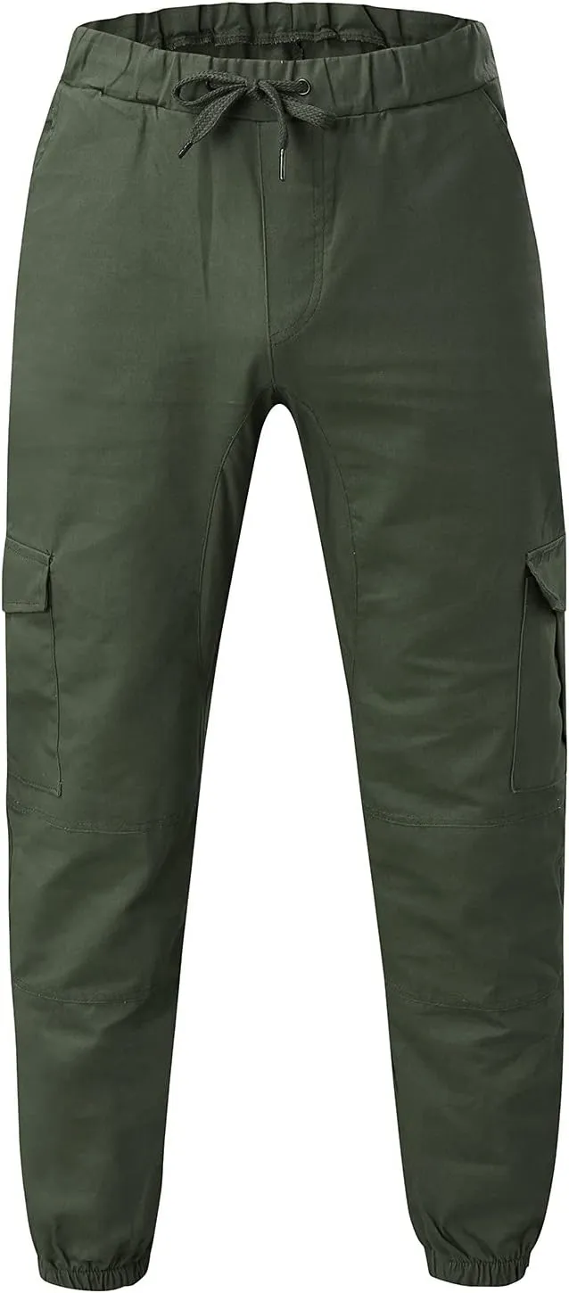 Cargo Pants for Men Relaxed Fit Cargo Pants Elastic Waist Drawstring Jogger Sweatpants Straight Multi Pockets Outdoor