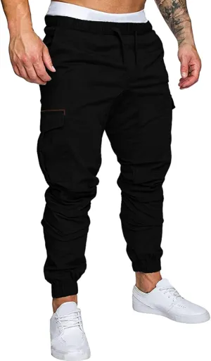 Cargo Pants for Men Relaxed Fit Cargo Pants Elastic Waist Drawstring Jogger Sweatpants Straight Multi Pockets Outdoor