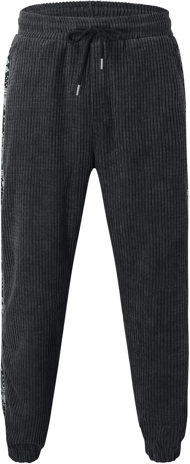 Cargo Pants for Men Relaxed Fit Cargo Sweatpants Heavyweight Fleece Jogger Pants Drawstring Sports Workout Trousers