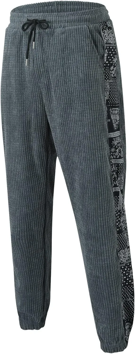 Cargo Pants for Men Relaxed Fit Cargo Sweatpants Heavyweight Fleece Jogger Pants Drawstring Sports Workout Trousers