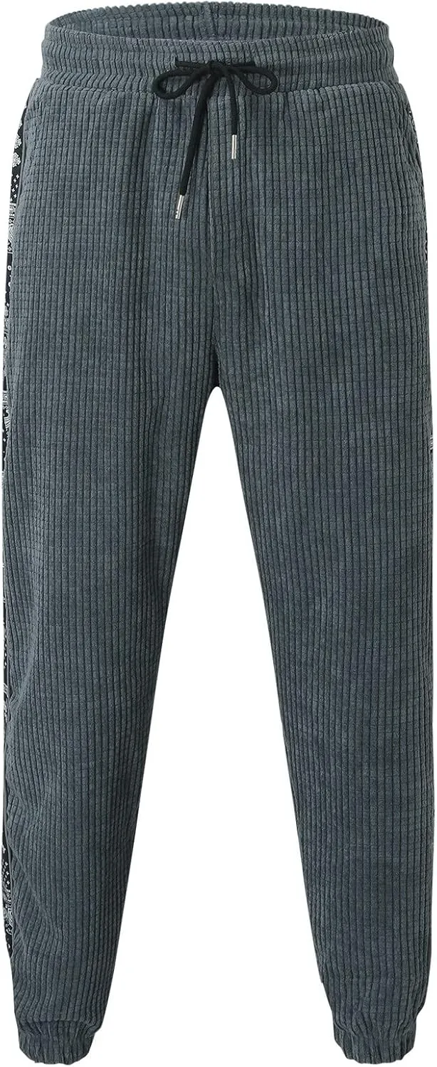 Cargo Pants for Men Relaxed Fit Cargo Sweatpants Heavyweight Fleece Jogger Pants Drawstring Sports Workout Trousers