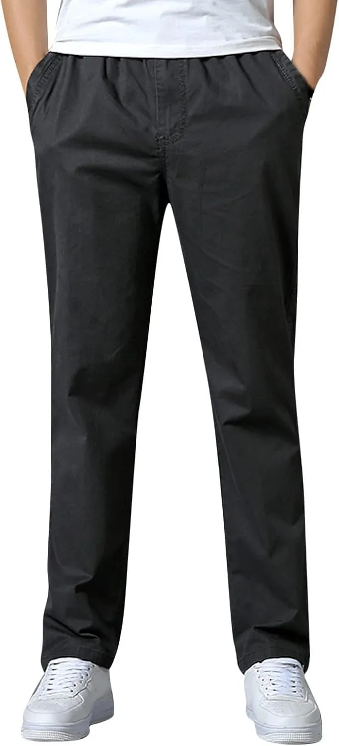 Cargo Pants for Men Relaxed Fit Elastic Bottom Men's Sports Fleece Jogger Pants Sweatpant for Men with Pockets Jogger