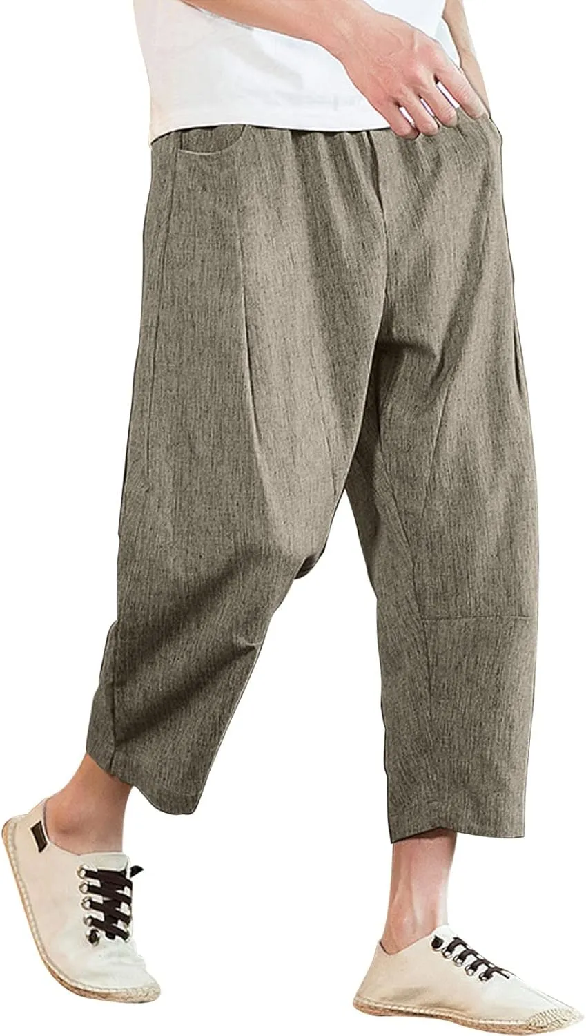 Cargo Pants for Men Relaxed Fit Jogger Sweatpants Drawstring Outdoor Trousers with Pockets Men's Cotton Multi-Pockets