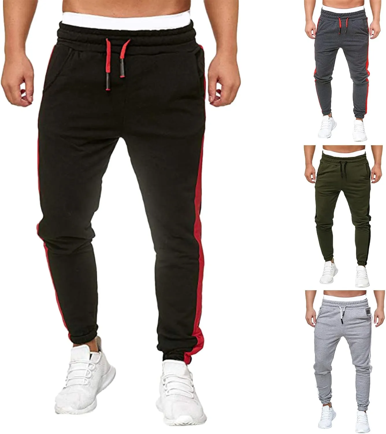 Cargo Pants for Men Relaxed Fit Mens Cargo Pants Fleece Lined with Pockets Open Bottom Cargo Pants Elastic Sweatpants