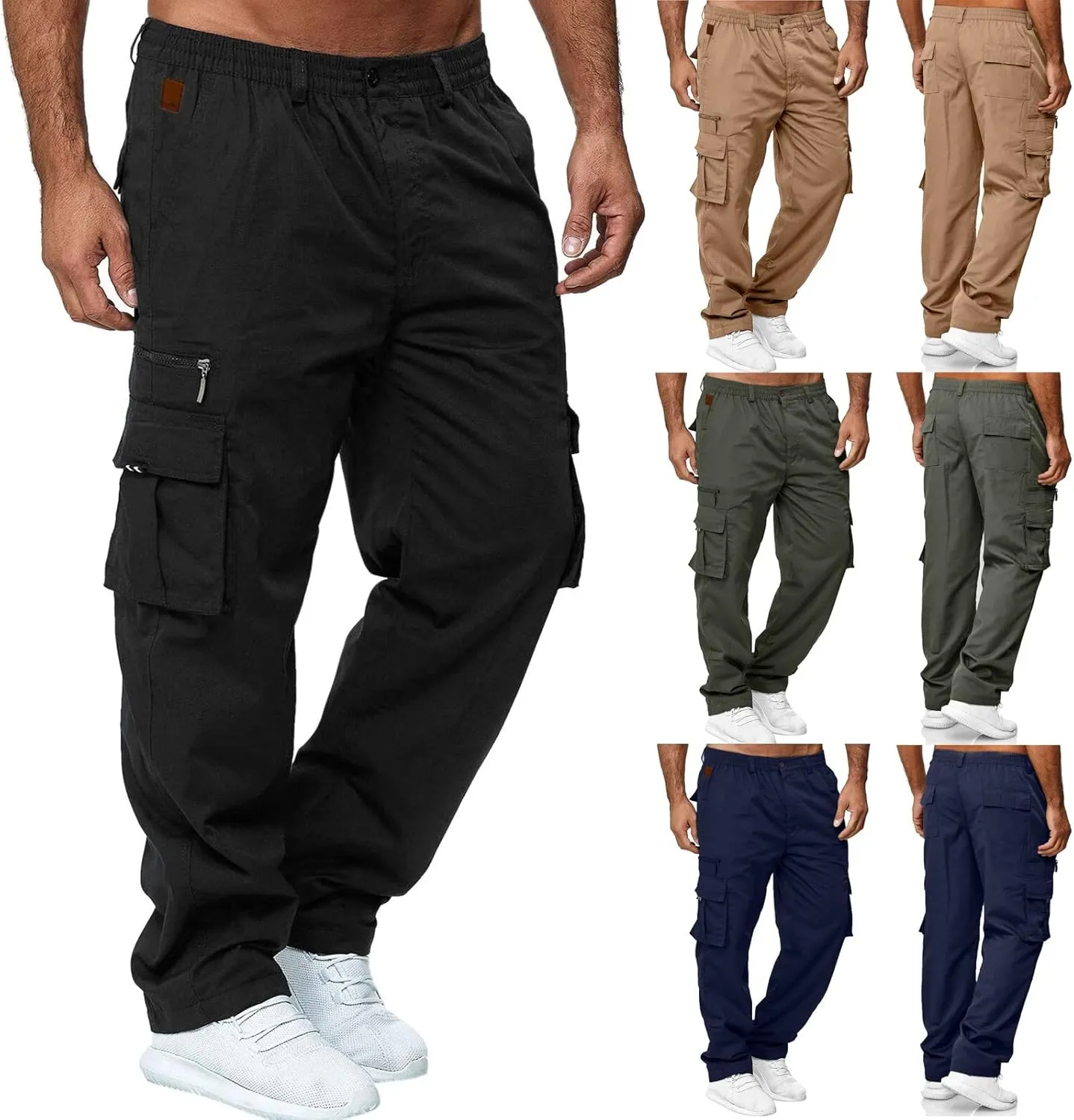 Cargo Pants for Men Relaxed Fit Mens Cargo Pants Jogger Work Pants 6 Pocket Full Outdoor Casual Sweatpants Sweatpants