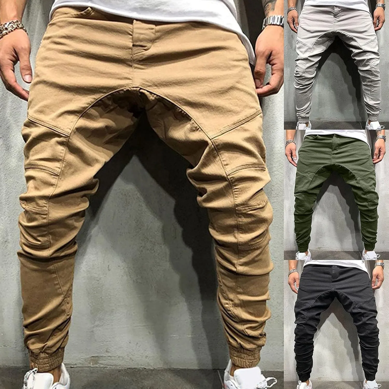 Cargo Pants for Men Relaxed Fit Mens Cargo Pants Sweatpants Men's Heavyweight Cargo Fleece Sweatpants Stretch Elastic