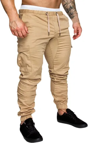 Cargo Pants for Men Relaxed Fit Pants Pocket Loose Fleece Casual Pants Men Fashion Elastic Waist Joggers Cargo Pants