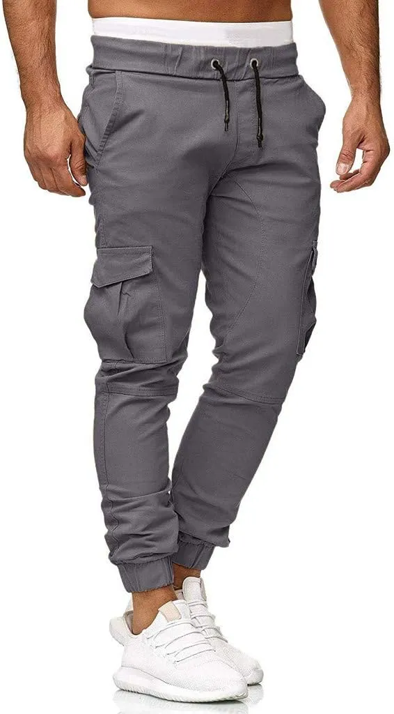 Cargo Pants for Men Relaxed Fit Sweatpants Stretch Elastic Waist Multiple Pockets Sports Pants Fitness Sports Trouser