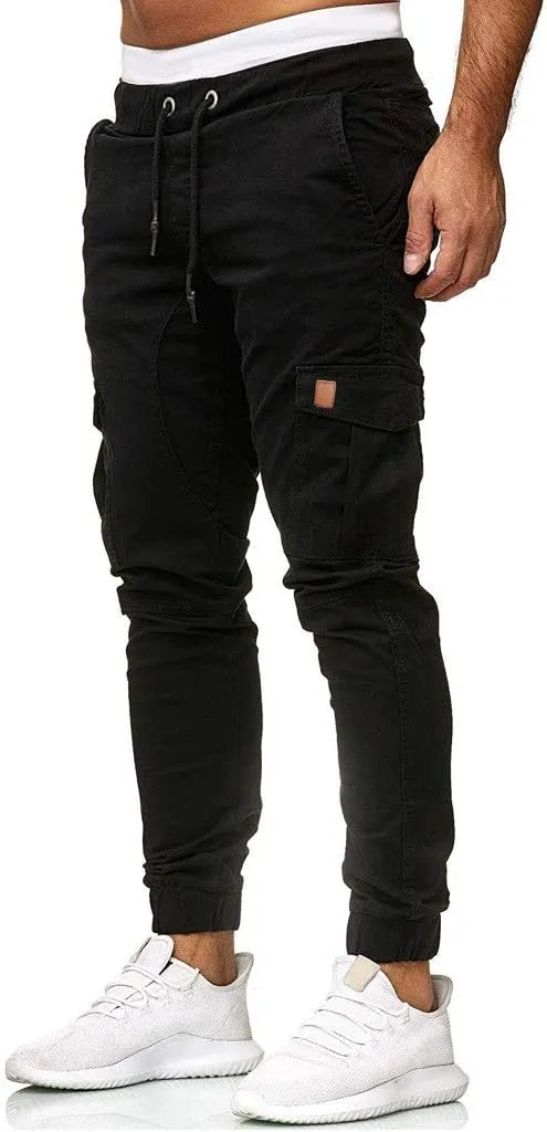 Cargo Pants for Men Relaxed Fit Sweatpants Stretch Elastic Waist Multiple Pockets Sports Pants Fitness Sports Trouser