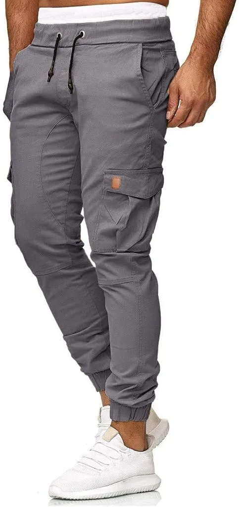 Cargo Pants for Men Relaxed Fit Sweatpants Stretch Elastic Waist Multiple Pockets Sports Pants Fitness Sports Trouser