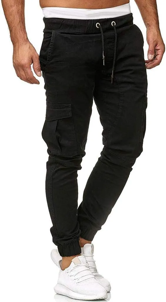 Cargo Pants for Men Relaxed Fit Sweatpants Stretch Elastic Waist Multiple Pockets Sports Pants Fitness Sports Trouser