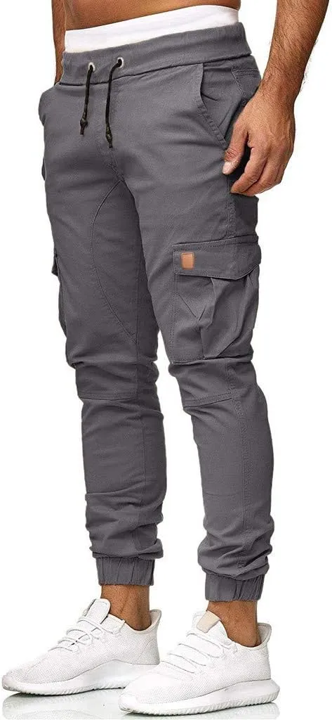 Cargo Pants for Men Relaxed Fit Sweatpants Stretch Elastic Waist Multiple Pockets Sports Pants Fitness Sports Trouser