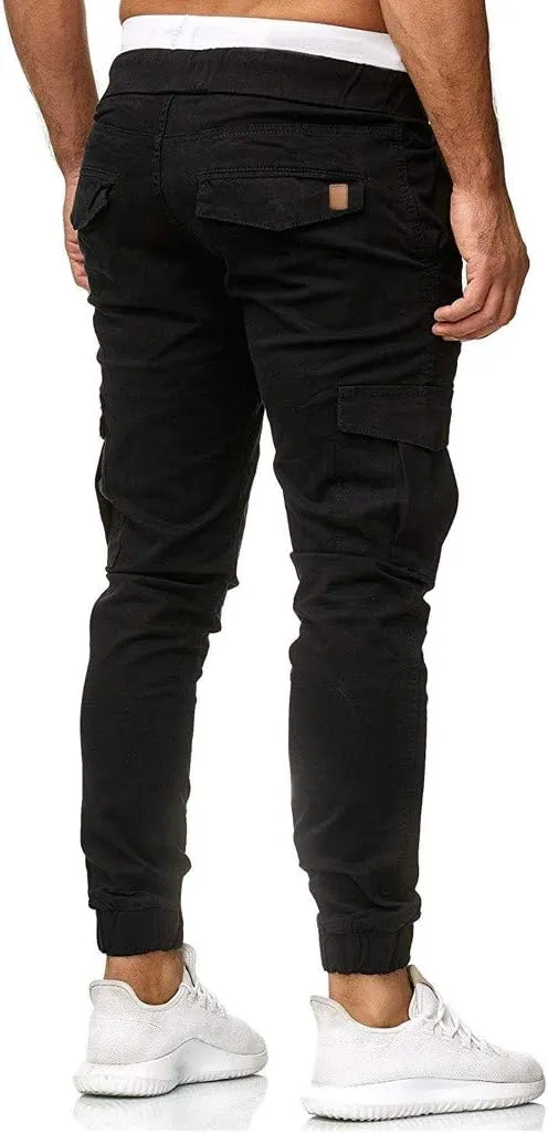 Cargo Pants for Men Relaxed Fit Sweatpants Stretch Elastic Waist Multiple Pockets Sports Pants Fitness Sports Trouser