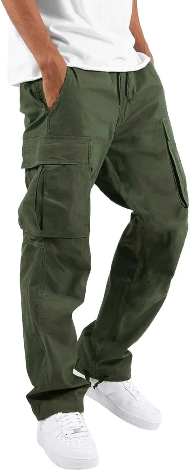 Cargo Pants for Men Relaxed Fit Trouser Baggy Jogger Pants Pockets Men's Pants Mens Active Athletic Sweatpants Fleece
