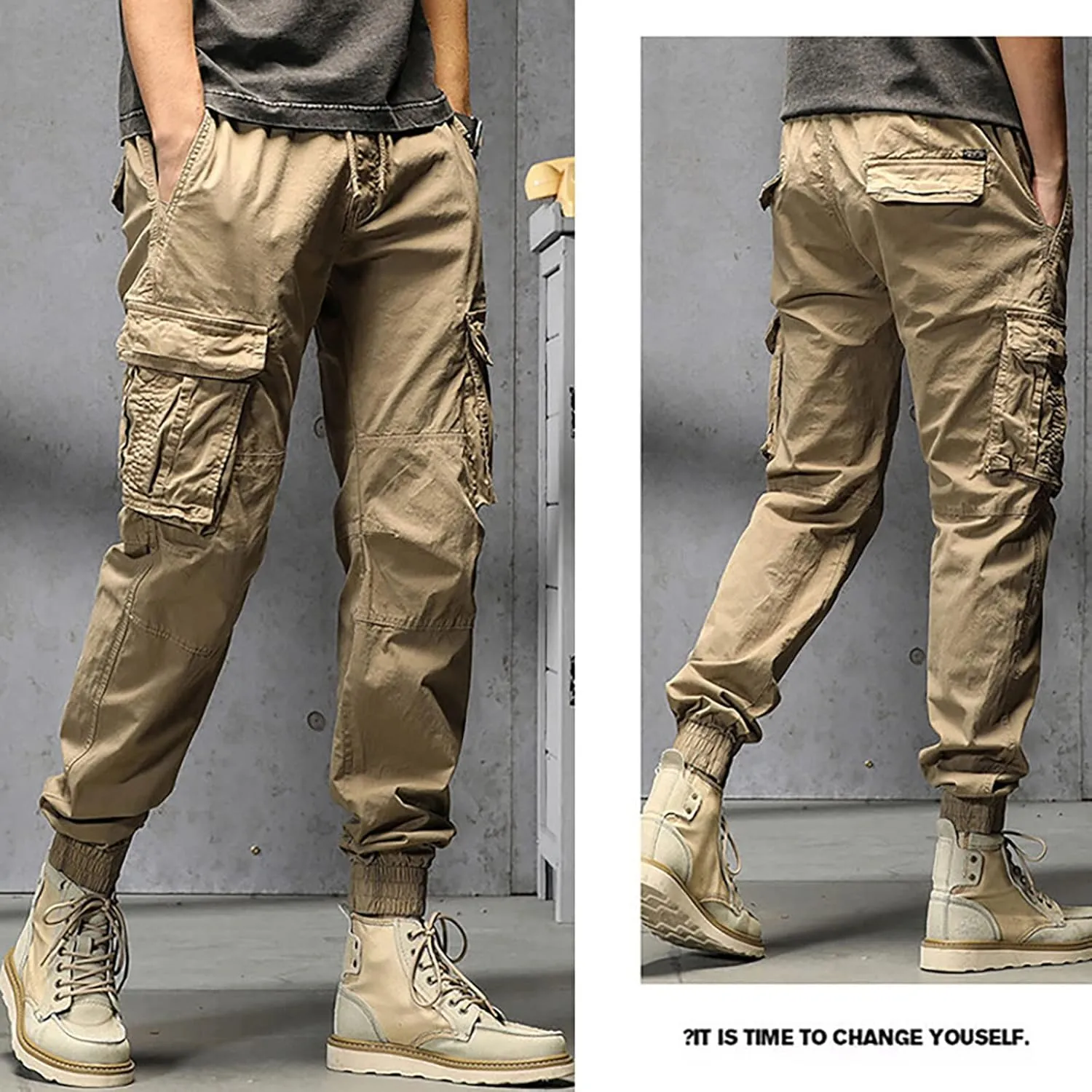 Cargo Pants for Men Relaxed Fit Workout Sweatpants with Zipper Pockets Mens Sweatpants with Pockets Streetwear Casual