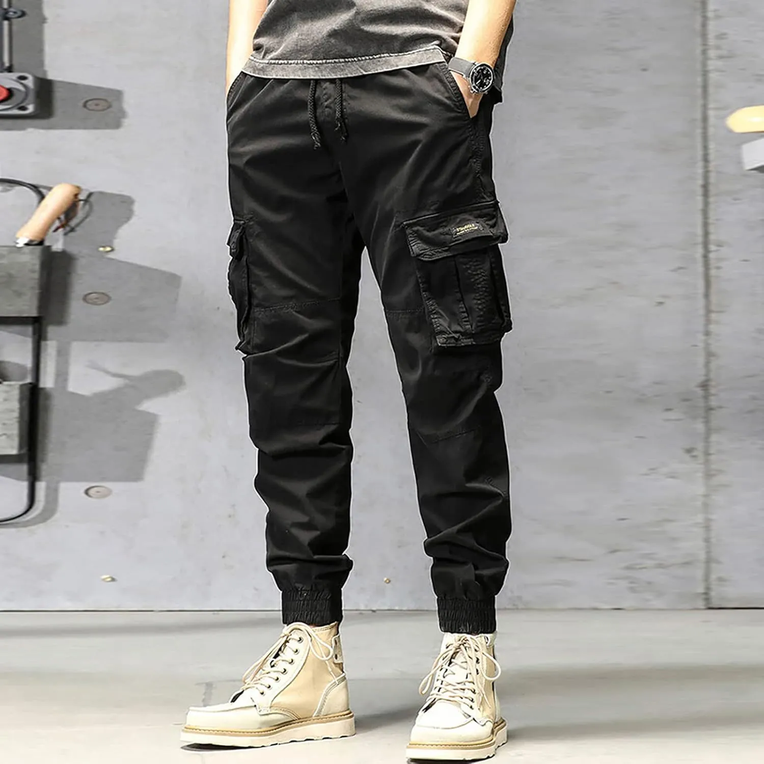 Cargo Pants for Men Relaxed Fit Workout Sweatpants with Zipper Pockets Mens Sweatpants with Pockets Streetwear Casual