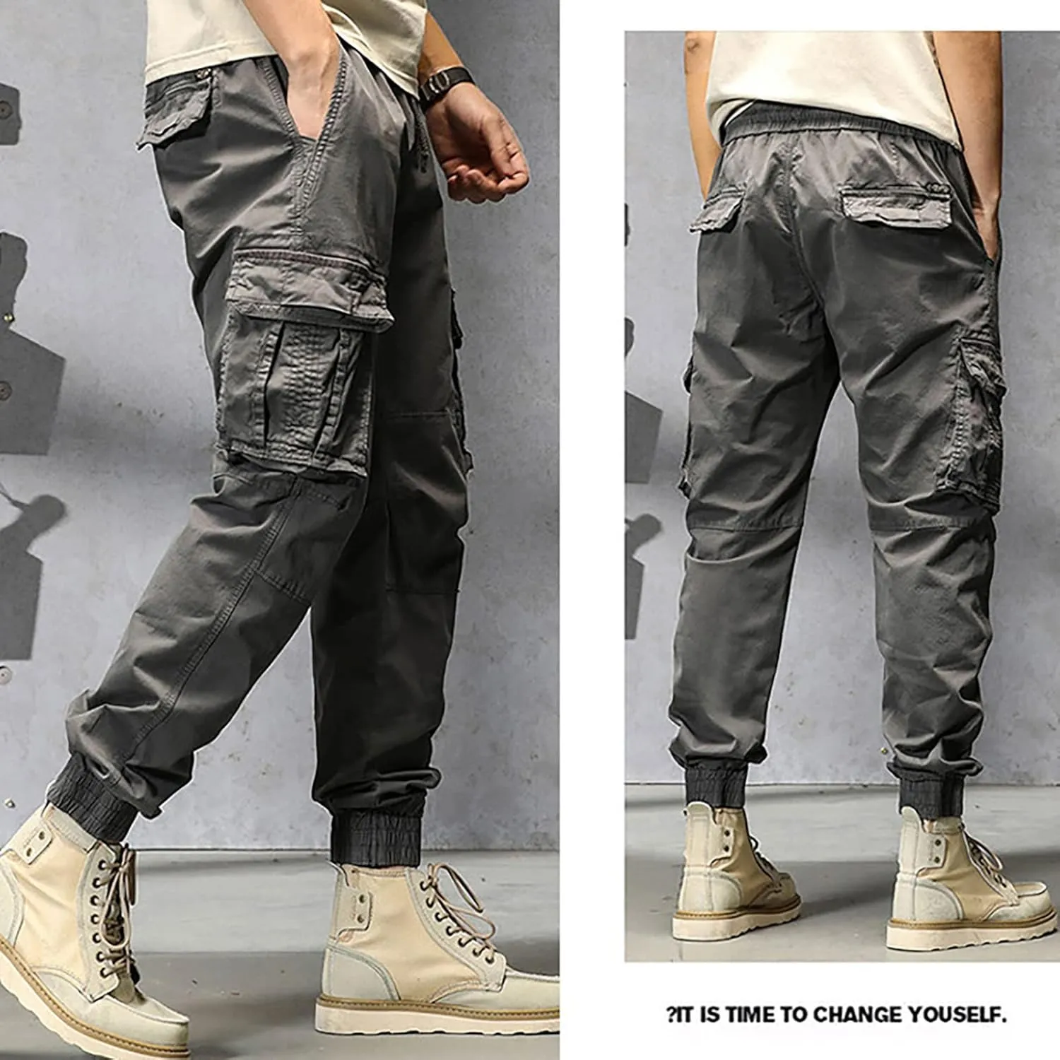 Cargo Pants for Men Relaxed Fit Workout Sweatpants with Zipper Pockets Mens Sweatpants with Pockets Streetwear Casual