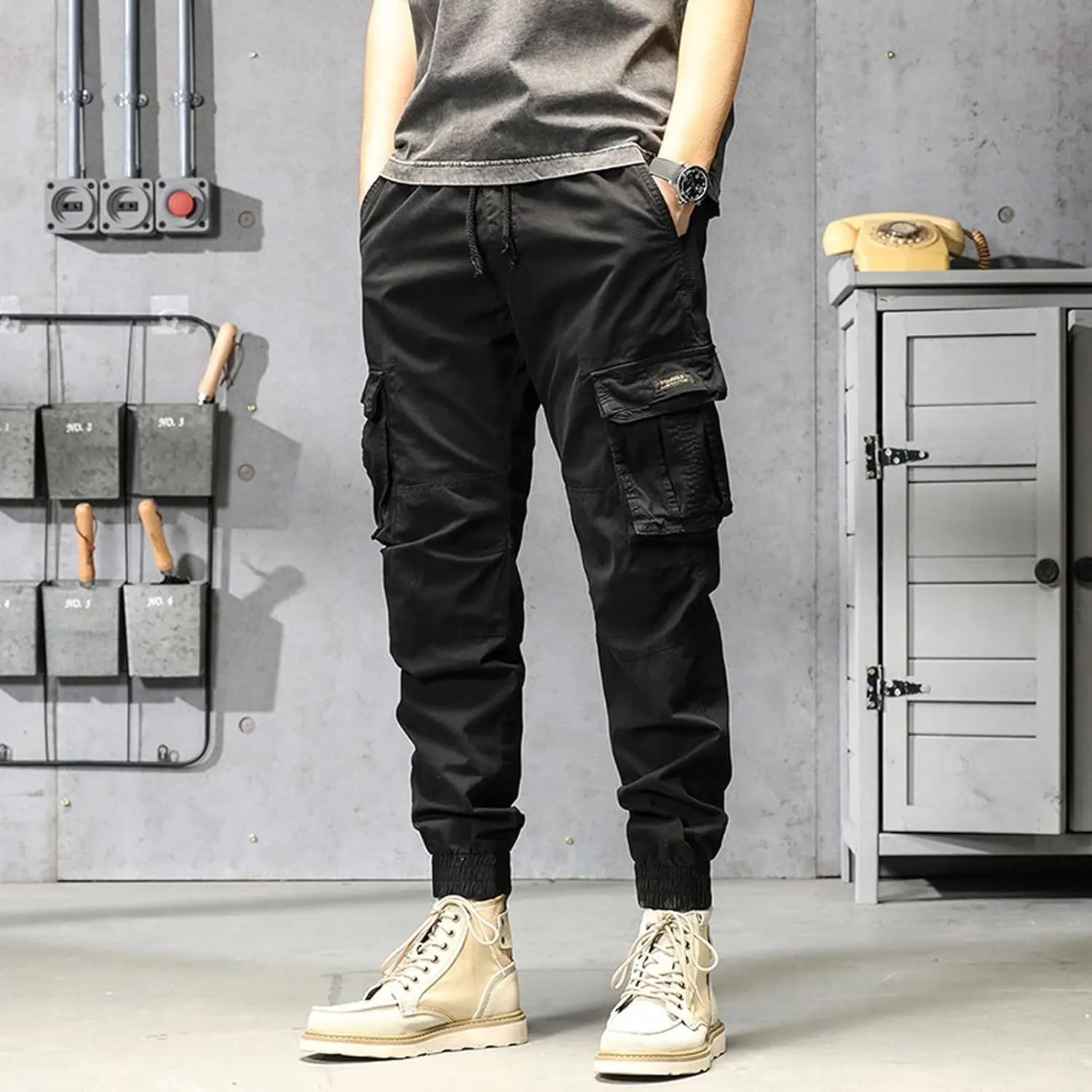 Cargo Pants for Men Relaxed Fit Workout Sweatpants with Zipper Pockets Mens Sweatpants with Pockets Streetwear Casual
