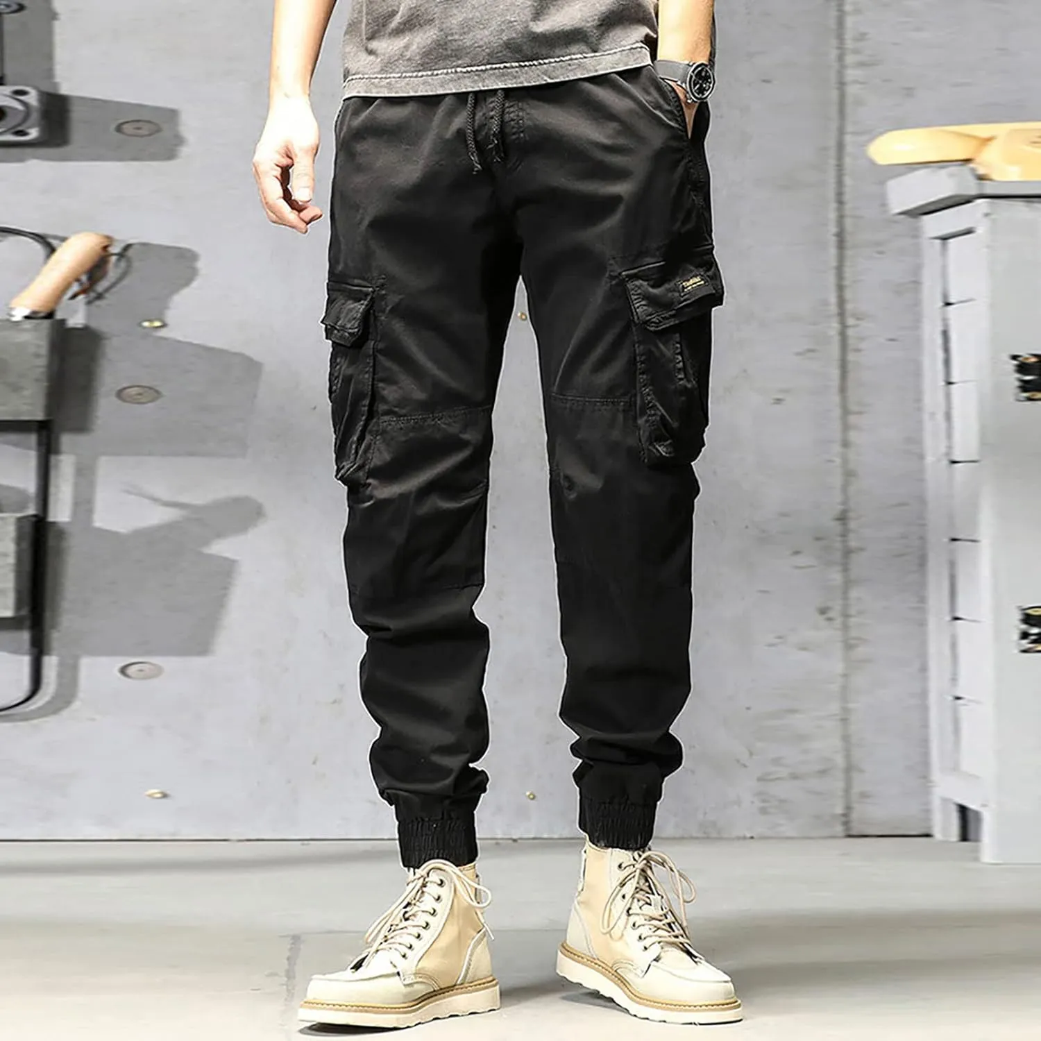 Cargo Pants for Men Relaxed Fit Workout Sweatpants with Zipper Pockets Mens Sweatpants with Pockets Streetwear Casual