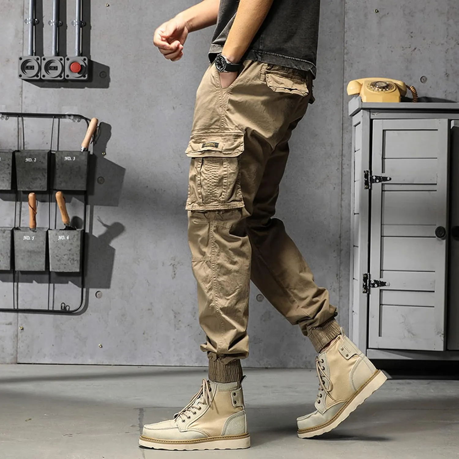 Cargo Pants for Men Relaxed Fit Workout Sweatpants with Zipper Pockets Mens Sweatpants with Pockets Streetwear Casual