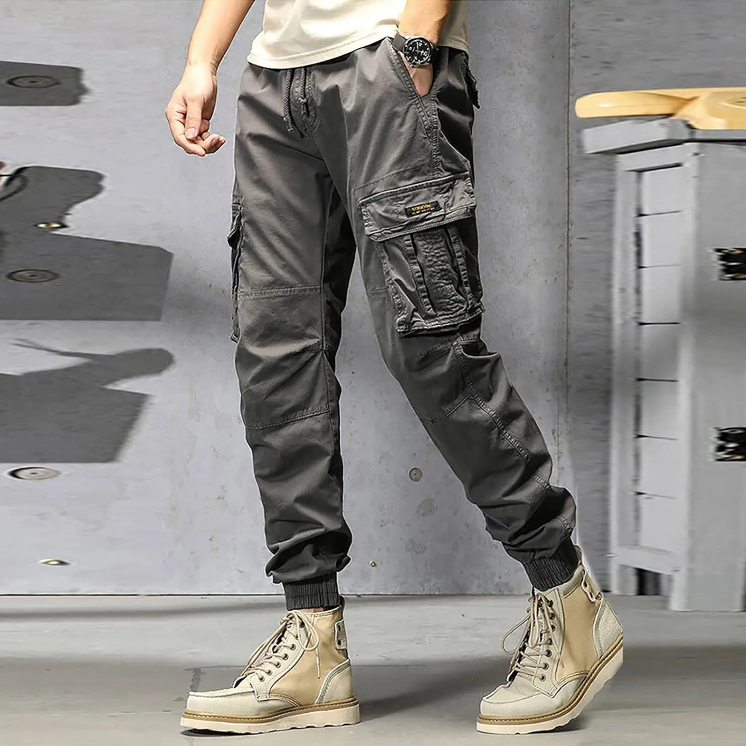 Cargo Pants for Men Relaxed Fit Workout Sweatpants with Zipper Pockets Mens Sweatpants with Pockets Streetwear Casual