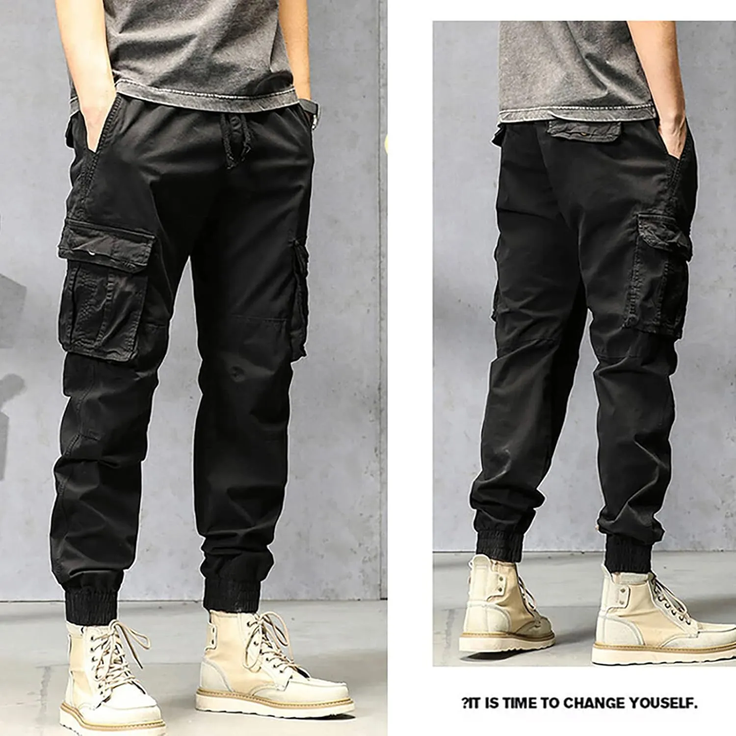 Cargo Pants for Men Relaxed Fit Workout Sweatpants with Zipper Pockets Mens Sweatpants with Pockets Streetwear Casual