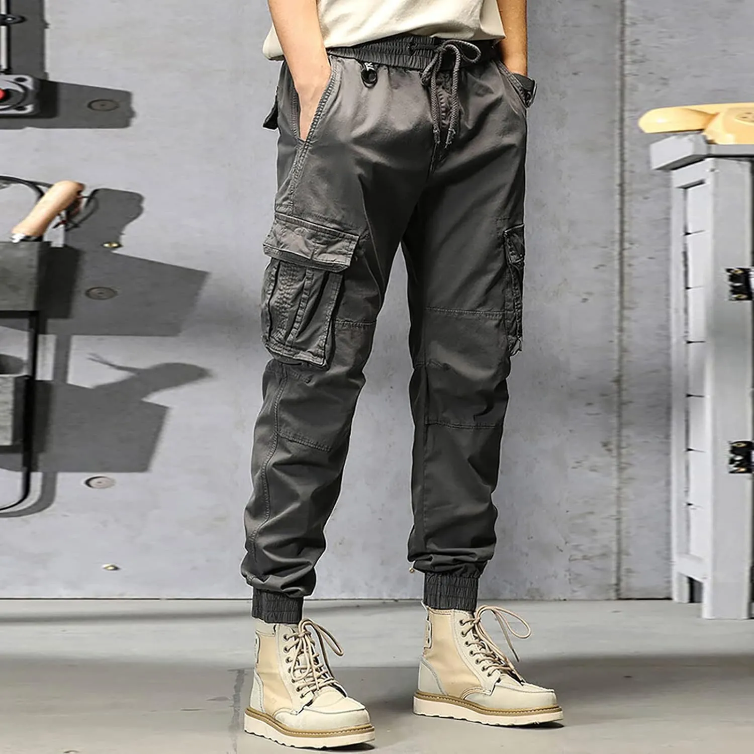 Cargo Pants for Men Relaxed Fit Workout Sweatpants with Zipper Pockets Mens Sweatpants with Pockets Streetwear Casual