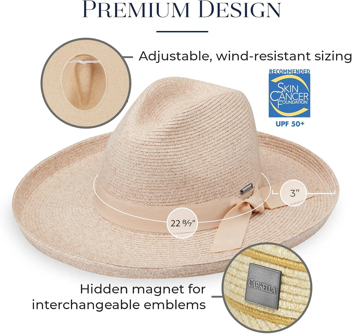 CARKELLA by Wallaroo  Womens Vivian Fedora  UPF 50  Sun Protection, Wide Brim, Packable, Adjustable for Medium Crown Sizes