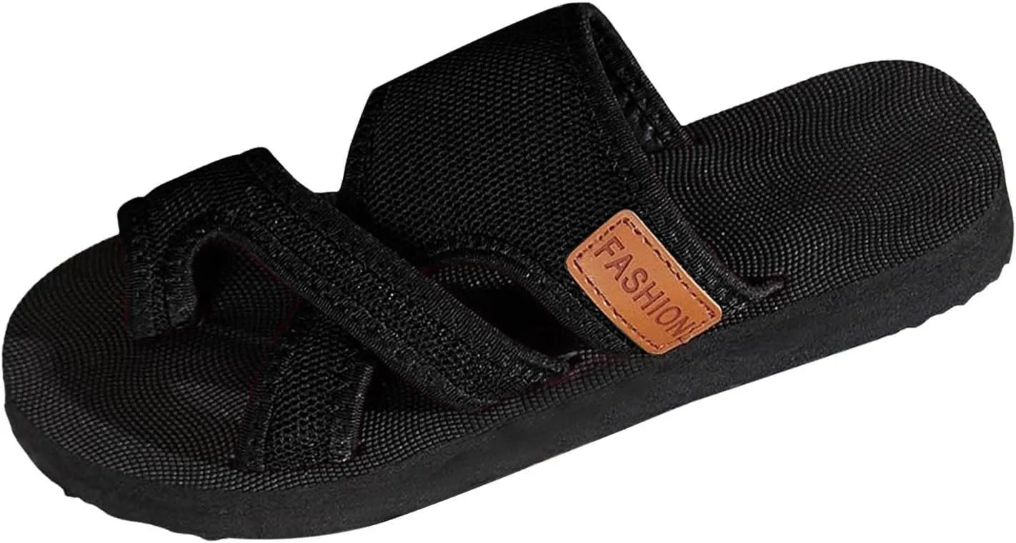 Cathalem Breathable Mesh Slide Sandals For Women Hollow Mesh Slide Sandals With Toe Loop Summer Casual Mesh Flats Slippers