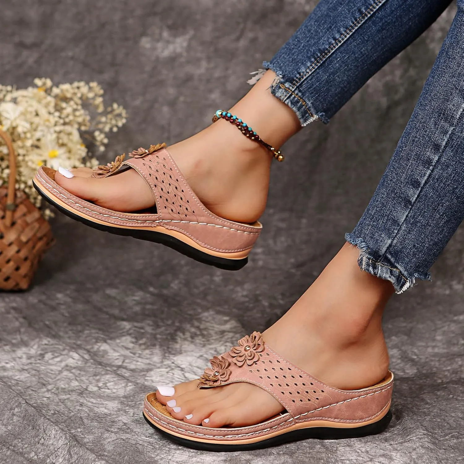 Cathalem Orthopedic Sandals for Women Arch Support Sandals Summer Casual Orthotic Sandals Comfortable Walking Sandals