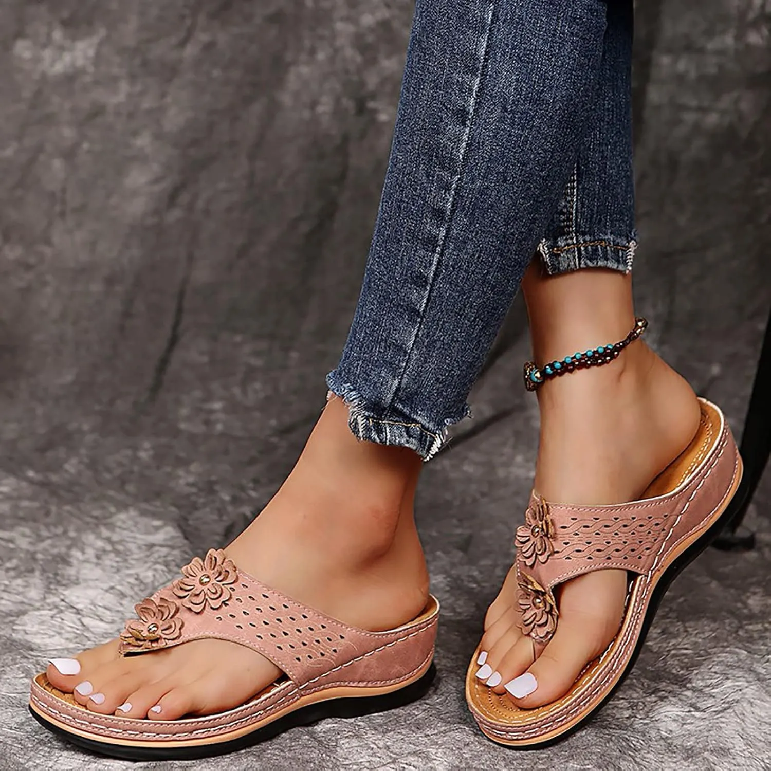 Cathalem Orthopedic Sandals for Women Arch Support Sandals Summer Casual Orthotic Sandals Comfortable Walking Sandals