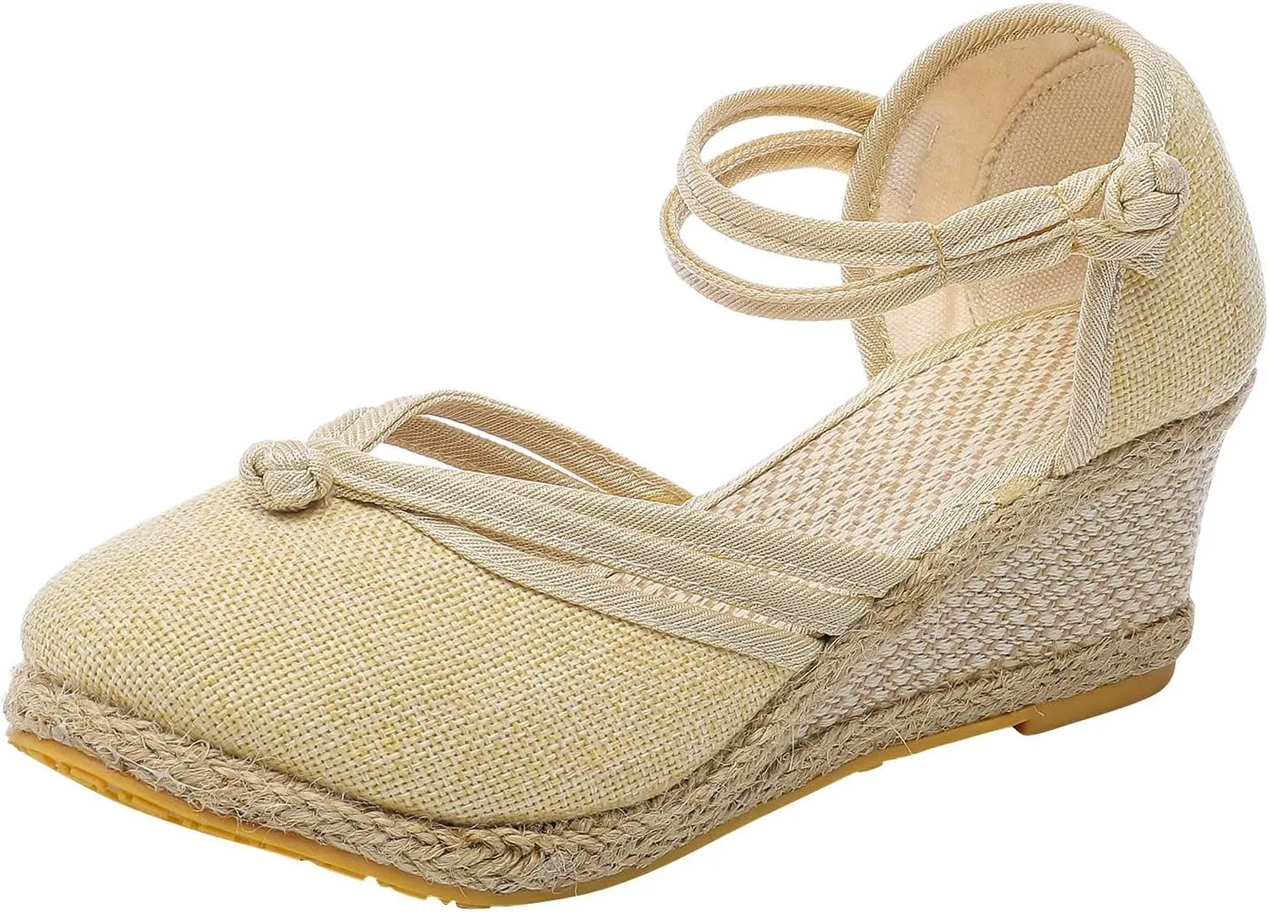 Cathalem Orthopedic Sandals for Women, Women's Ankle Strap Closed Toe Espadrille Wedge Sandals Platform Wedge Sandals