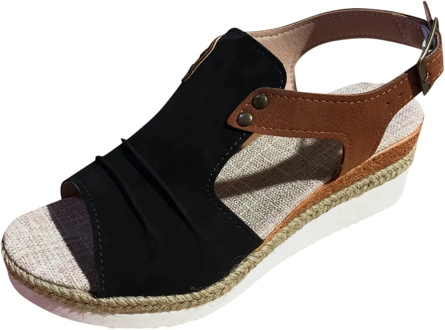 Cathalem Orthopedic Wedge Sandals for Women Summer Dressy Flat Open Toe Ankle Strap Platform Sandals Slip on Sandals Beach Comfortable Shoes
