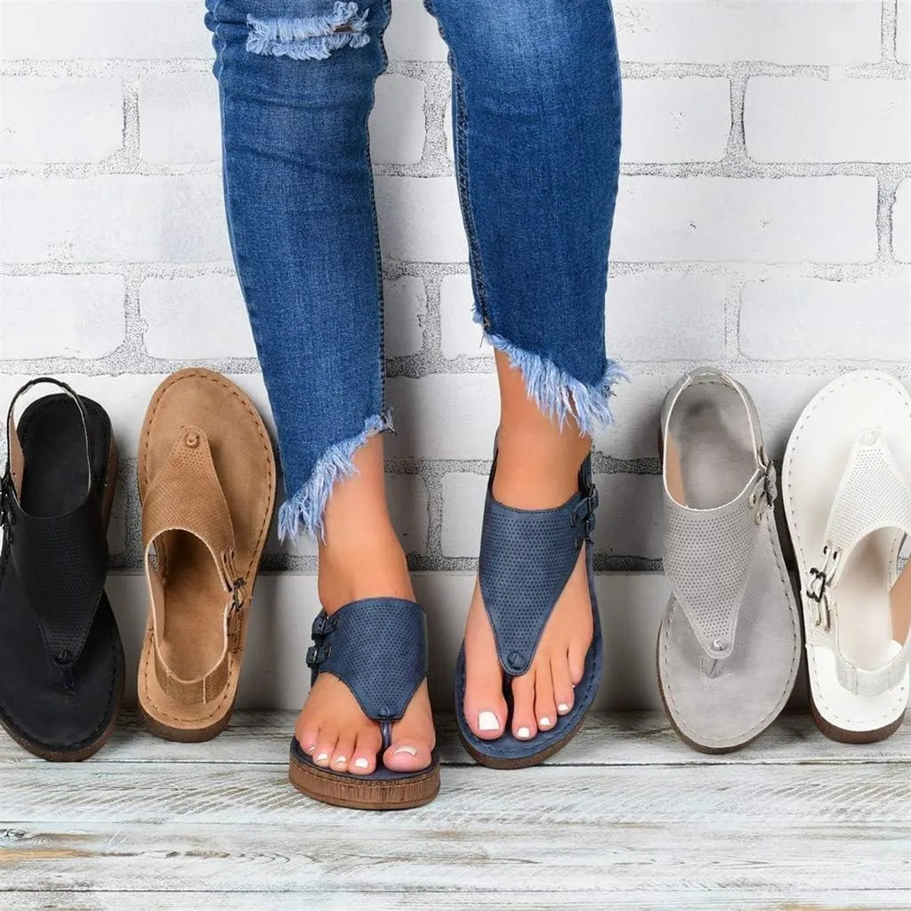 Cathalem Sandals for Women Summer Dressy, Platform Wedge Sandals for Women Comfortable Soft Flip Flops Flat Sandals with Ankle Strap