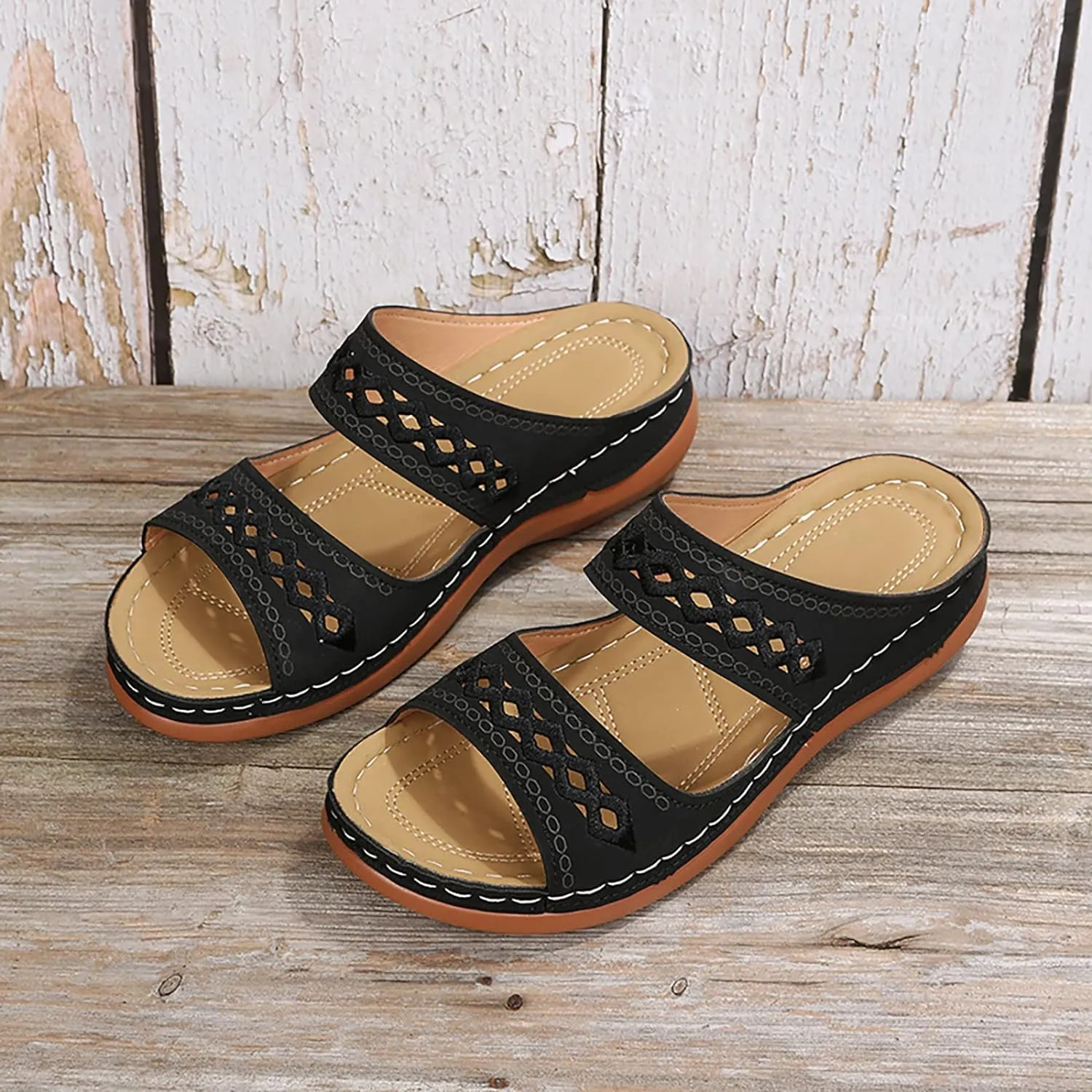Cathalem Sandals Women Comfortable, Orthopedic Wedge Sandals for Women Comfortable Walking Sandals with Arch Support