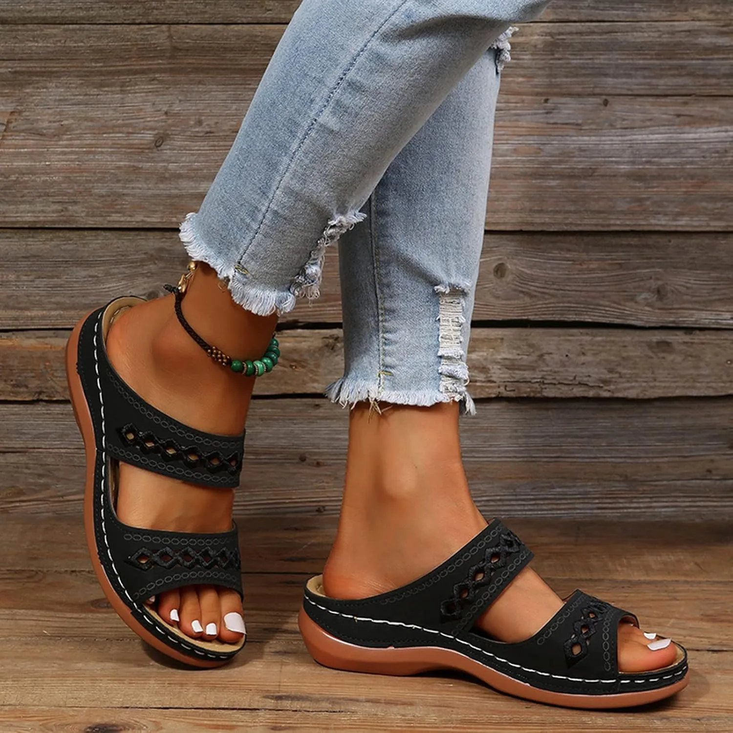 Cathalem Sandals Women Comfortable, Orthopedic Wedge Sandals for Women Comfortable Walking Sandals with Arch Support