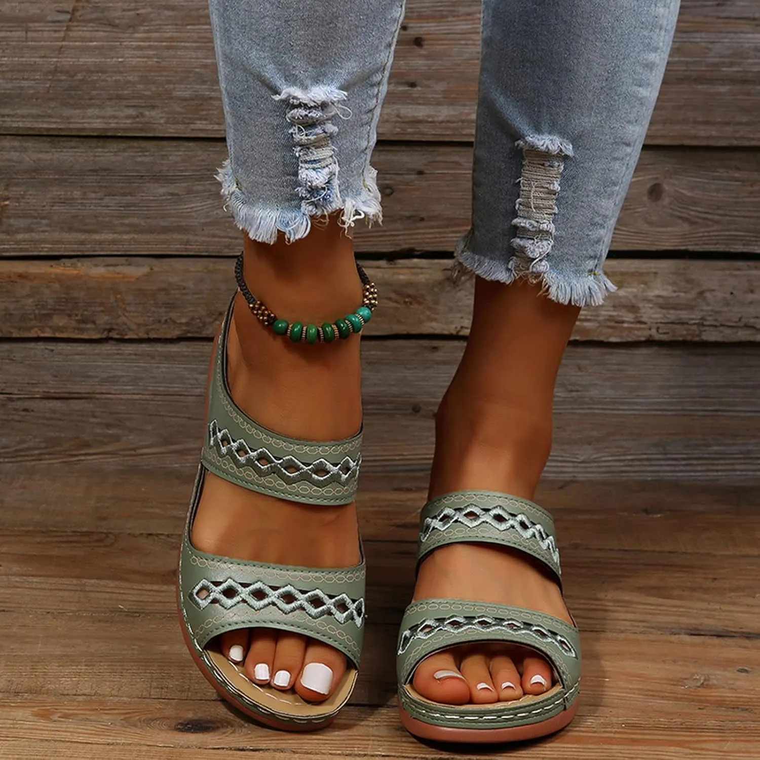 Cathalem Sandals Women Comfortable, Orthopedic Wedge Sandals for Women Comfortable Walking Sandals with Arch Support
