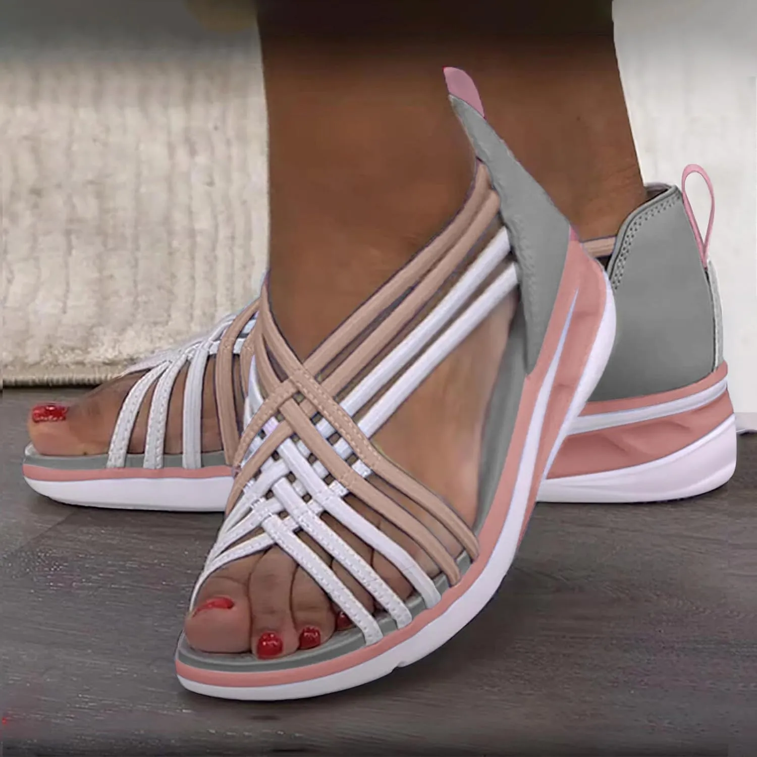 Cathalem Summer Sandals for Women 2024 Anti-Slip Premium Damping Sole Lightweight Breathable Orthopedic Sandals