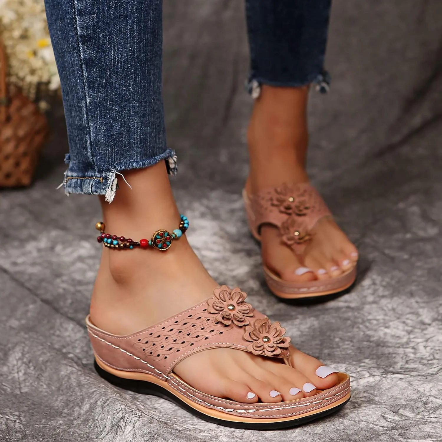 Cathalem Summer Sandals for Women 2024 Arch Support Sandals Flip Flops Comfortable Sandals Casual Orthotic Sandals