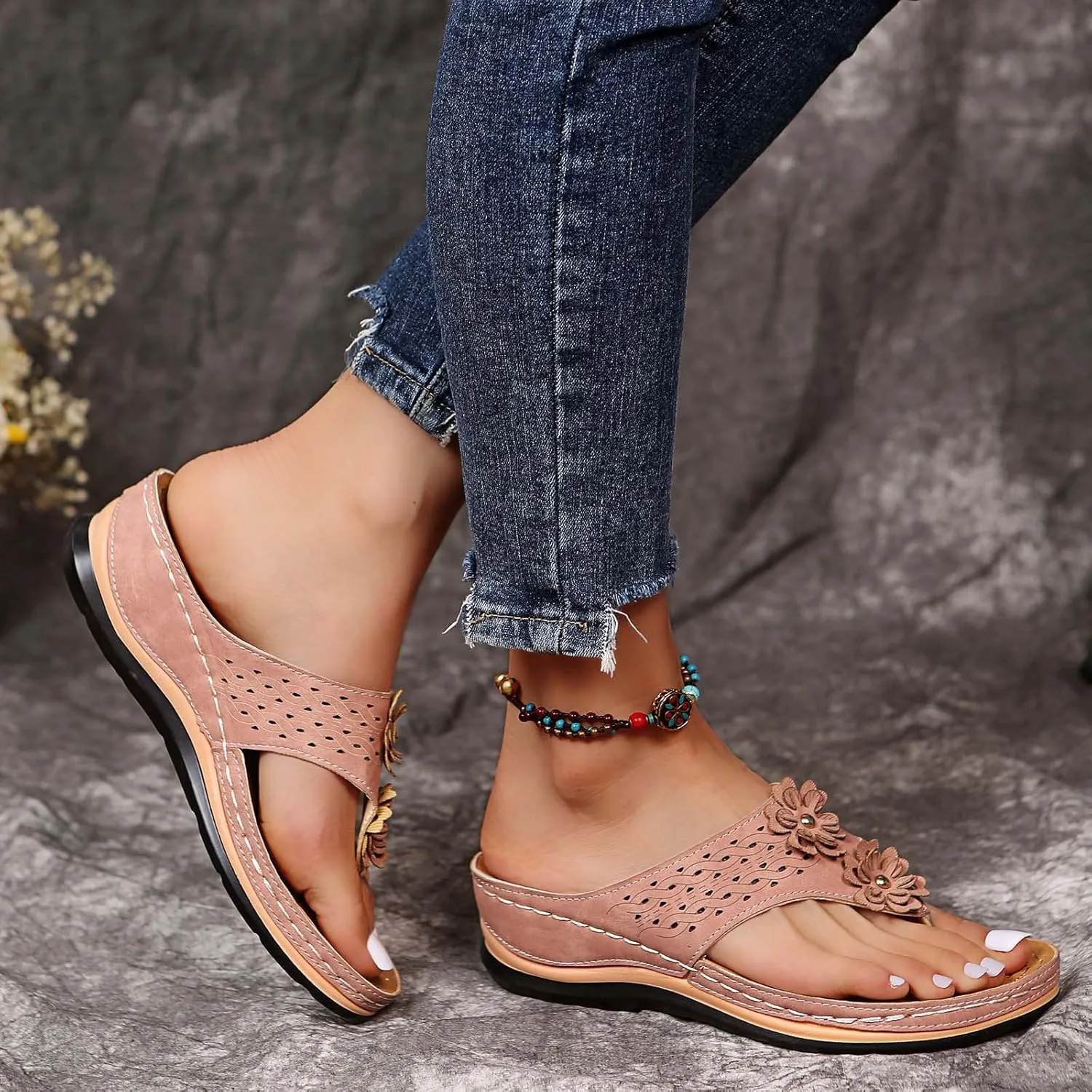 Cathalem Summer Sandals for Women 2024 Arch Support Sandals Flip Flops Comfortable Sandals Casual Orthotic Sandals