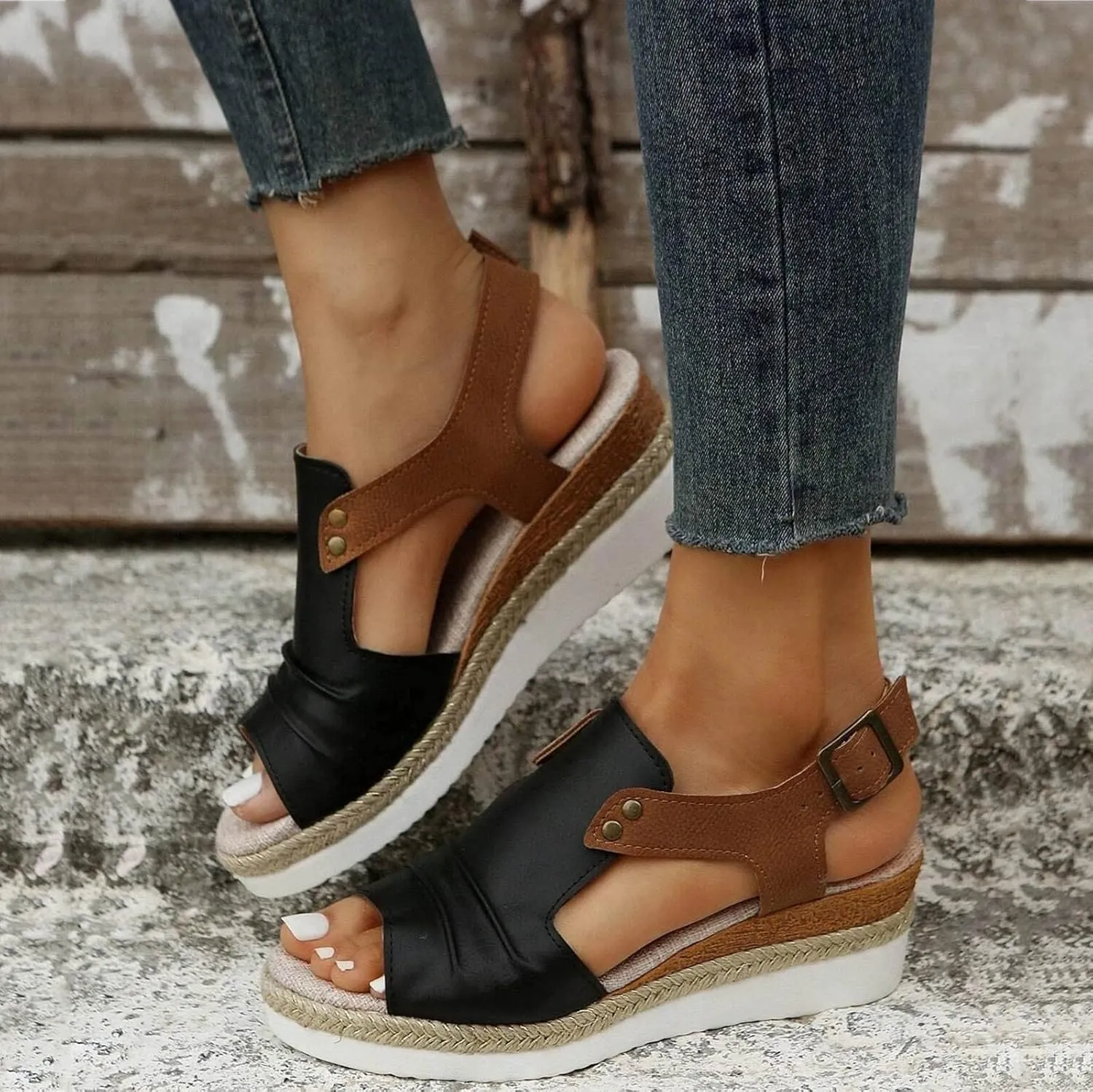 Cathalem Summer Sandals for Women 2024 Dressy Summer Espadrille Sandals Comfortable Sandals Womens Fashion Casual Ankle Strap