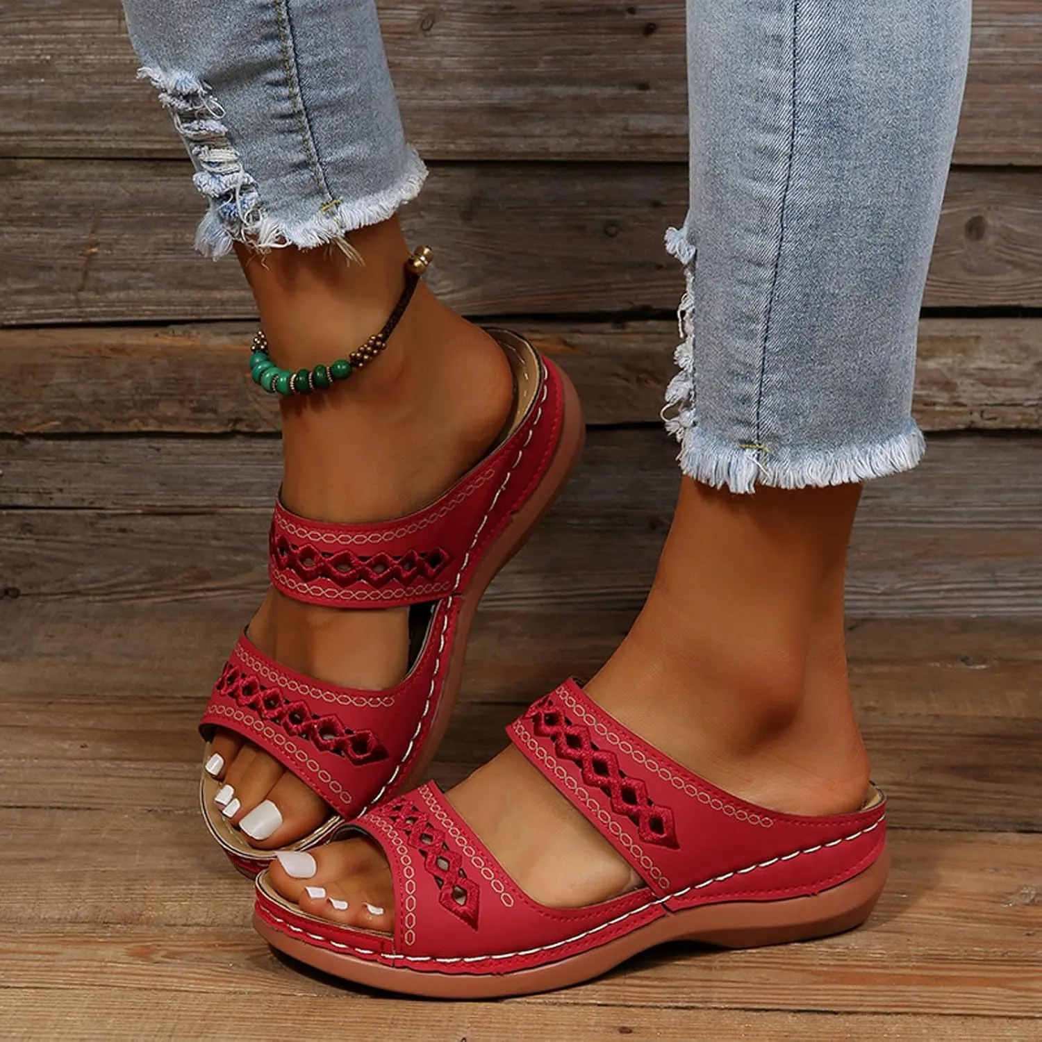 Cathalem Summer Sandals for Women 2024 Dressy Summer Womens Comfortable Walking Sandals Fashion Orthotic Slides